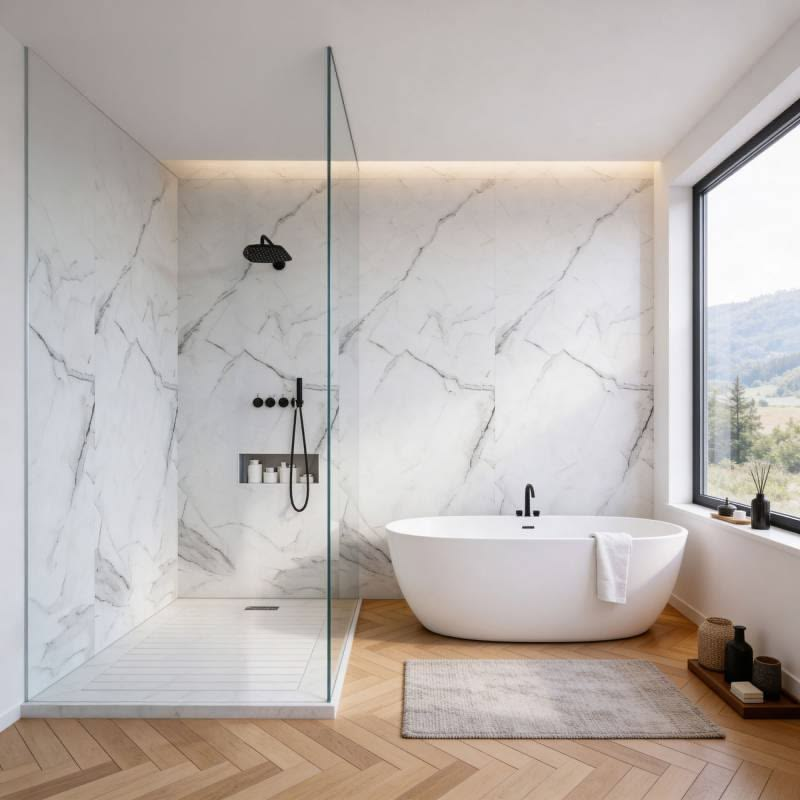 Salle de Bain Sombre Marbre Vert Impérial